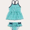 Pepa London Adelaide Floral Bow Detail Two Piece Swimsuit in Green (2-10yrs)