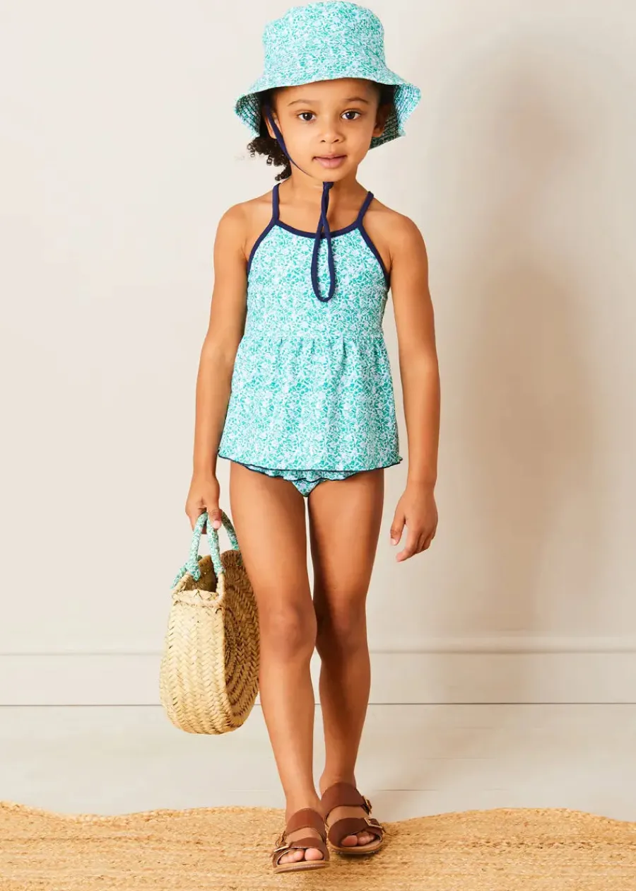 Pepa London Adelaide Floral Bow Detail Two Piece Swimsuit in Green (2-10yrs)