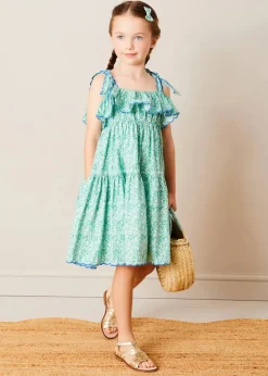 BOY Pepa London Adelaide Floral Detail Raffia Bag in Green