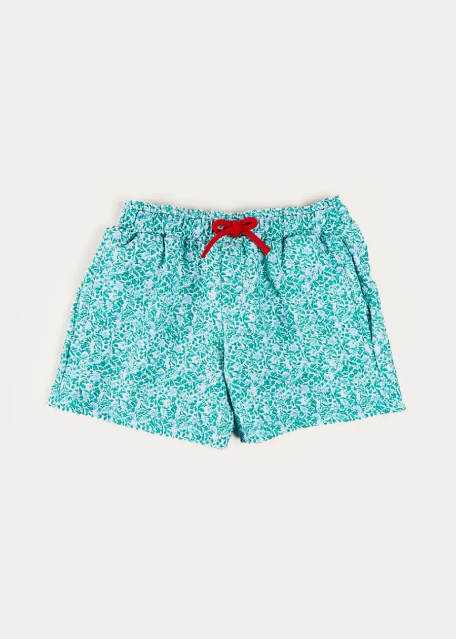 BOY Pepa London Adelaide Floral Tie Detail Swim Shorts in Green (2-10yrs)