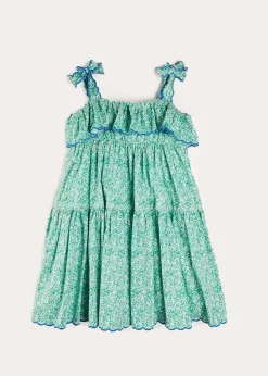 Pepa London Adelaide Floral Tiered Tie Strap Dress in Green (4-12yrs)