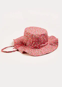 BOY Pepa London Annie Floral Print Beach Hat in Pink (1-8yrs)