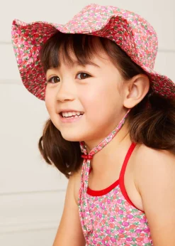 BOY Pepa London Annie Floral Print Beach Hat in Pink (1-8yrs)