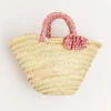 BOY Pepa London Annie Floral Print Bow Detail Straw Bag in Pink (S-M)