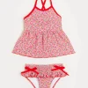 Pepa London Annie Floral Print Bow Detail Two Piece Swimsuit in Pink (12mths-6yrs)