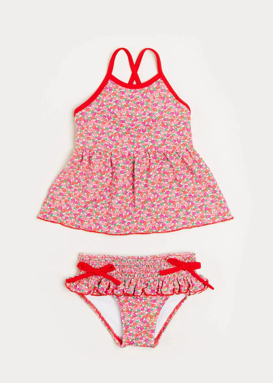 Pepa London Annie Floral Print Bow Detail Two Piece Swimsuit in Pink (12mths-6yrs)