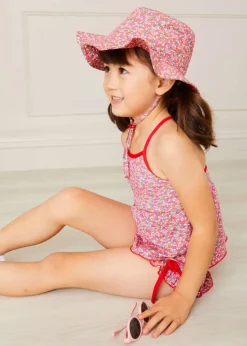 Pepa London Annie Floral Print Bow Detail Two Piece Swimsuit in Pink (12mths-6yrs)