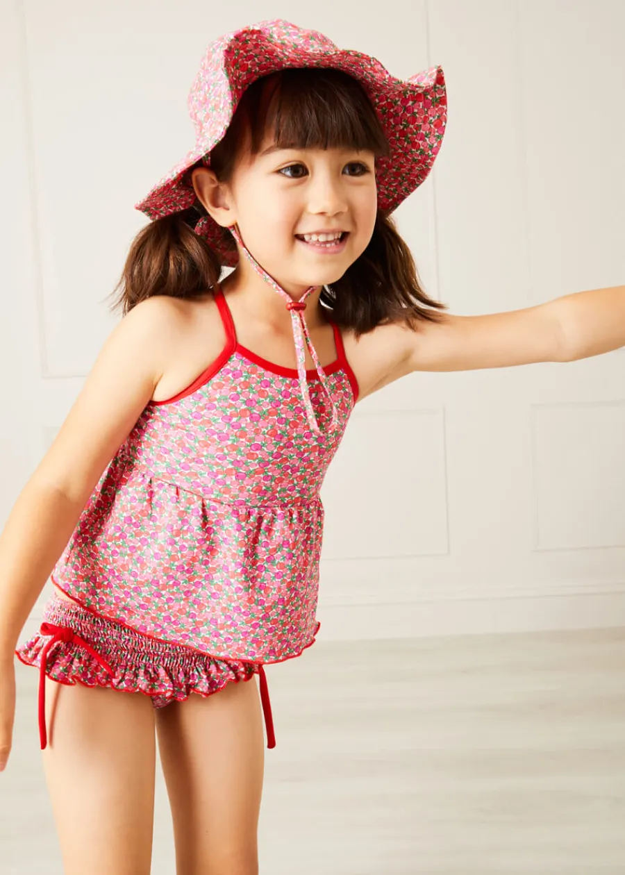 Pepa London Annie Floral Print Bow Detail Two Piece Swimsuit in Pink (12mths-6yrs)