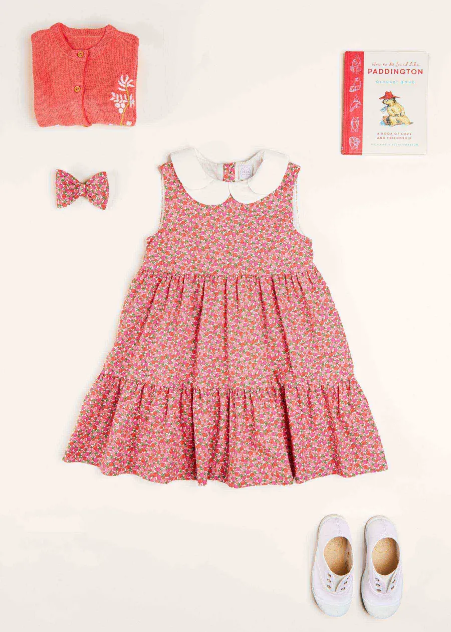 BOY Pepa London Annie Floral Print Medium Bow Clip in Pink