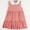 Pepa London Annie Floral Print Scalloped Collar Sleeveless Dress in Coral (4-10yrs)