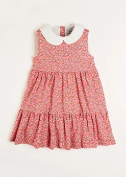 Pepa London Annie Floral Print Scalloped Collar Sleeveless Dress in Coral (4-10yrs)
