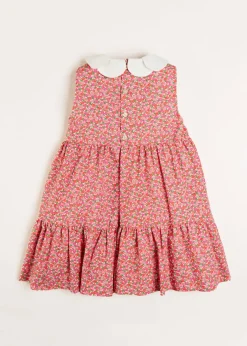 Pepa London Annie Floral Print Scalloped Collar Sleeveless Dress in Coral (4-10yrs)