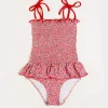 Pepa London Annie Floral Print Smock Detail Swimsuit in Pink (2-8yrs)