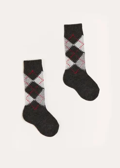 BOY Pepa London Argyle Knee Socks in Grey (2-10yrs)
