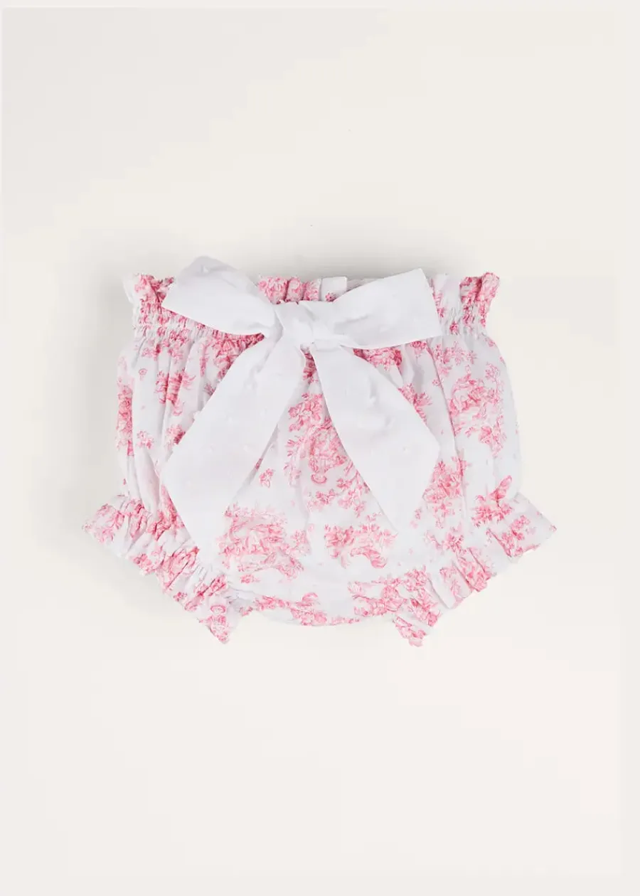 Pepa London Audrey Toile Bow Detail Bloomers in Pink (1mth-2yrs)