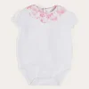 Pepa London Audrey Toile Scallop Collar Short Sleeve Bodysuit in Pink (1mth-2yrs)