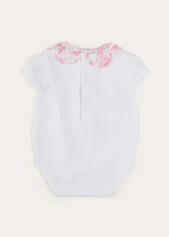Pepa London Audrey Toile Scallop Collar Short Sleeve Bodysuit in Pink (1mth-2yrs)