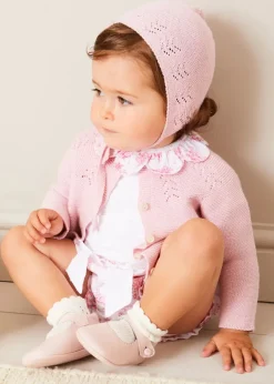 Pepa London Audrey Toile Scallop Collar Short Sleeve Bodysuit in Pink (1mth-2yrs)