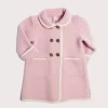 Pepa London Austrian Double Breasted White Trim Baby Coat in Baby Pink (6mths-4yrs)