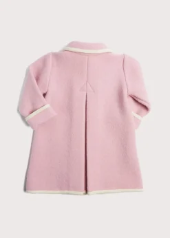 Pepa London Austrian Double Breasted White Trim Baby Coat in Baby Pink (6mths-4yrs)