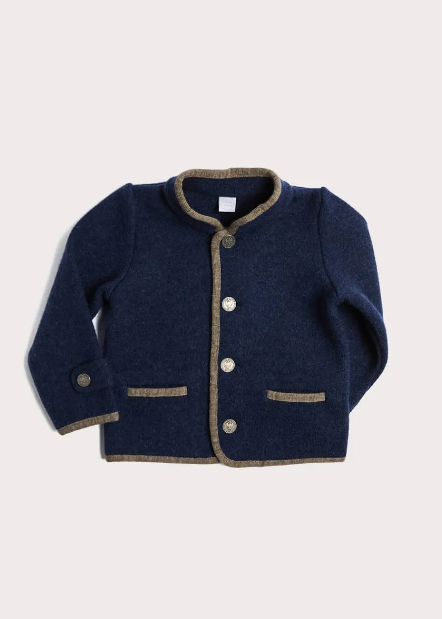 BOY Pepa London Austrian Single Breasted Contrast Trim Jacket in Blue (18mths-10yrs)