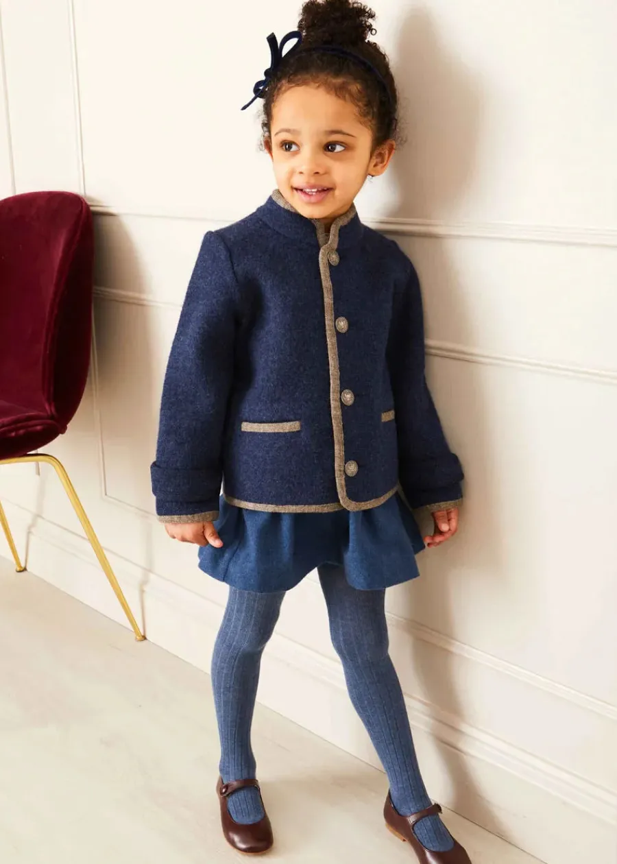 BOY Pepa London Austrian Single Breasted Contrast Trim Jacket in Blue (18mths-10yrs)