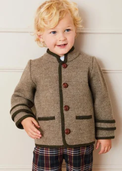 BOY Pepa London Austrian Single Breasted Contrast Trim Jacket in Brown (18mths-10yrs)