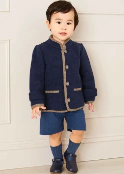 BOY Pepa London Austrian Single Breasted Contrast Trim Jacket in Blue (18mths-10yrs)