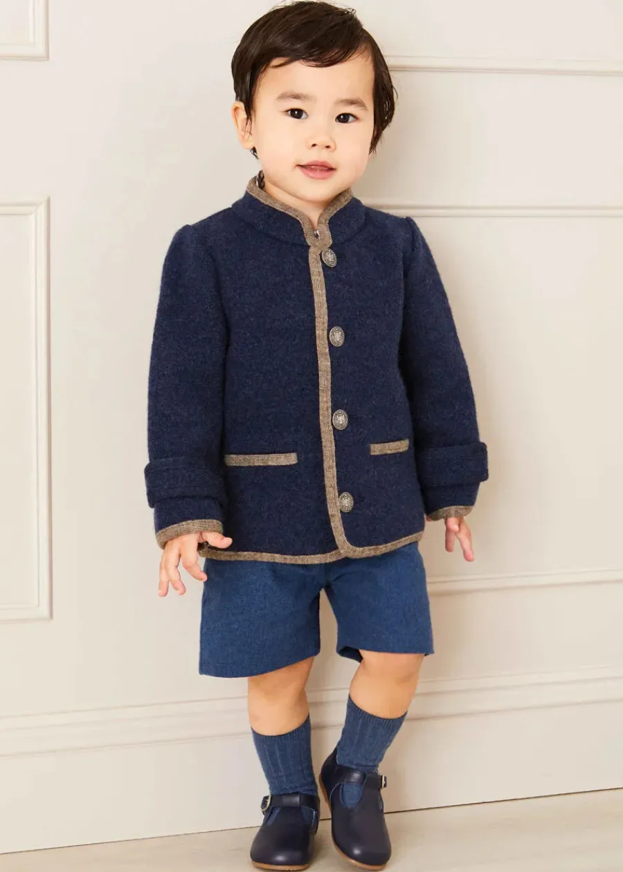 BOY Pepa London Austrian Single Breasted Contrast Trim Jacket in Blue (18mths-10yrs)