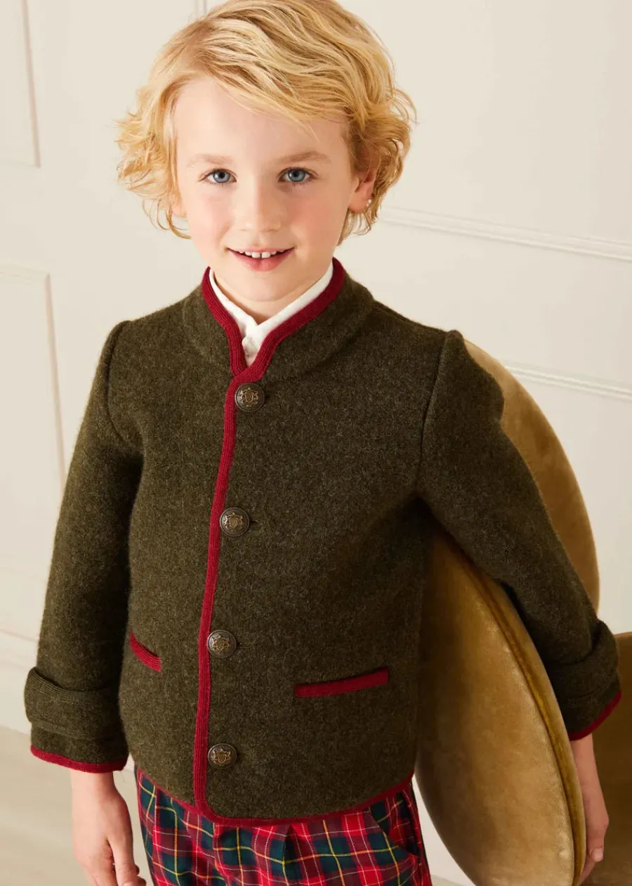BOY Pepa London Austrian Single Breasted Contrast Trim Jacket in Green (18mths-10yrs)