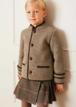 BOY Pepa London Austrian Single Breasted Contrast Trim Jacket in Brown (18mths-10yrs)