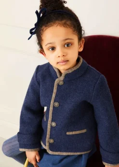 BOY Pepa London Austrian Single Breasted Contrast Trim Jacket in Blue (18mths-10yrs)