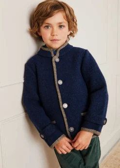 BOY Pepa London Austrian Single Breasted Contrast Trim Jacket in Blue (18mths-10yrs)