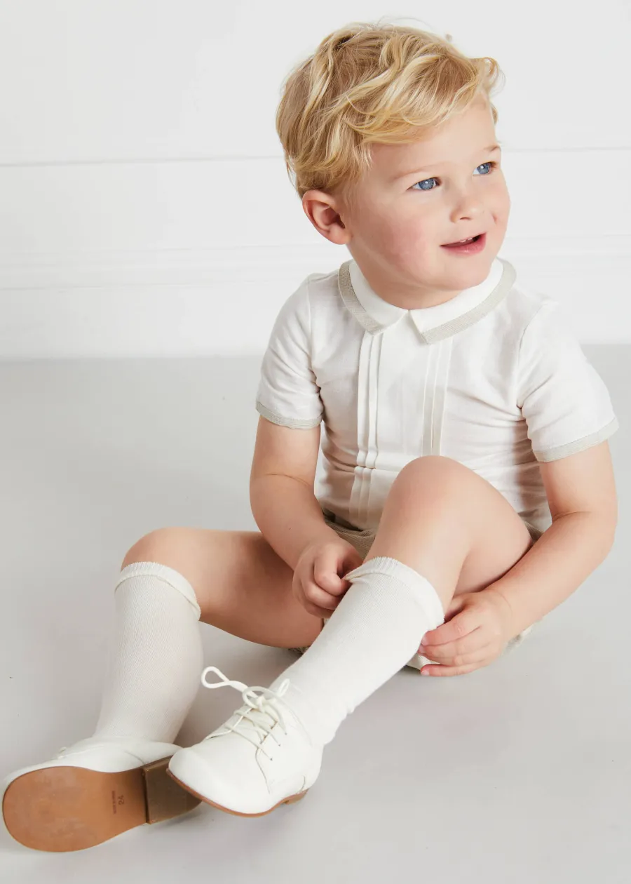 BOY Pepa London Baby Boy Celebration Beige Bloomers and Linen Shirt Set (12mths-3yrs)