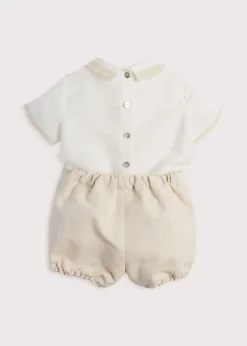 BOY Pepa London Baby Boy Celebration Beige Bloomers and Linen Shirt Set (12mths-3yrs)