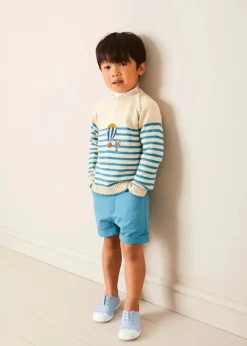 BOY Pepa London Balloon Intarsia Striped Jumper in Beige (12mths-6yrs)