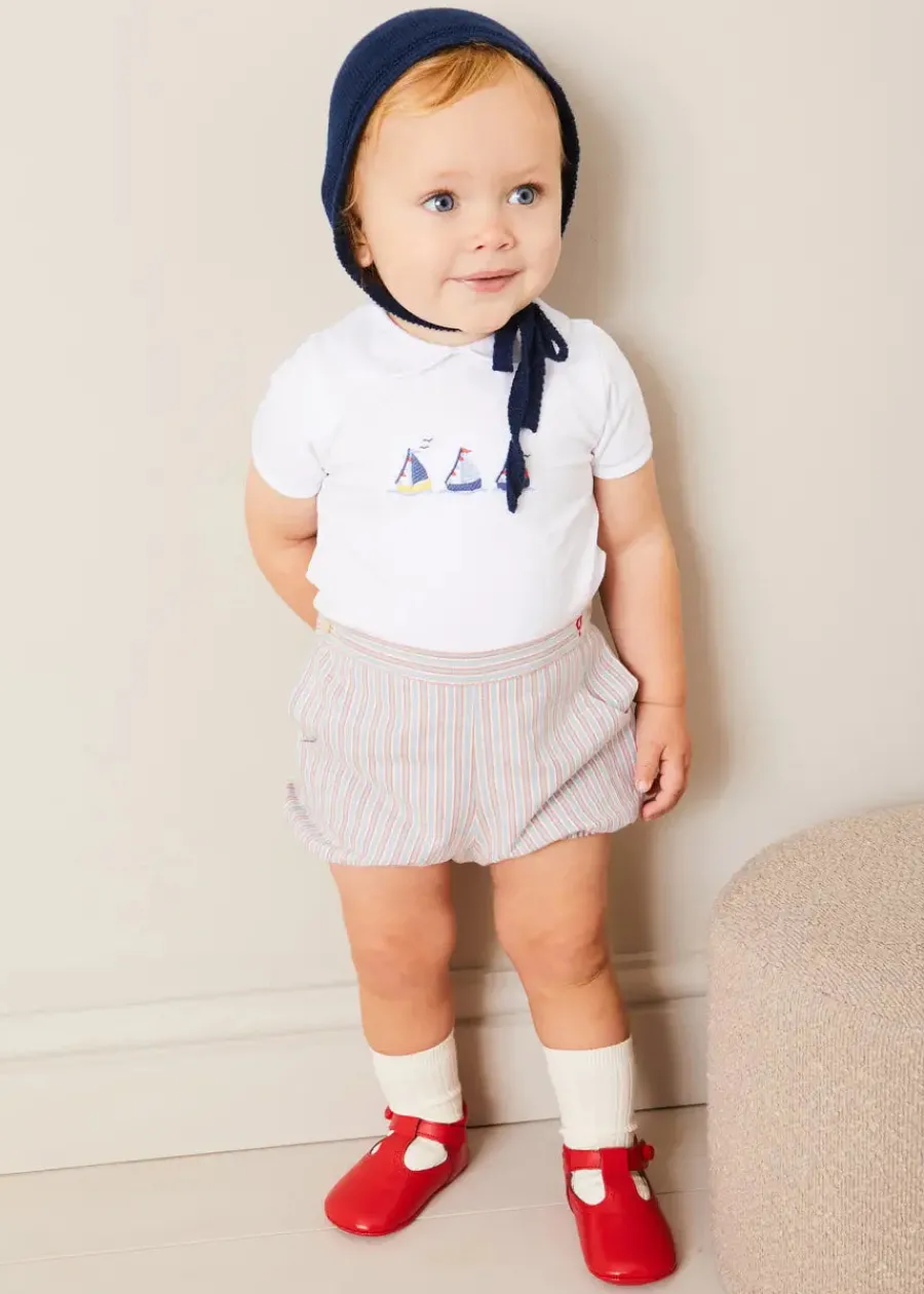 BOY Pepa London Beaufort Striped Button Detail Bloomers in Red (3mths-3yrs)