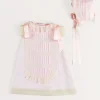 Pepa London Bespoke Organic Cotton Christening Dress and Bonnet in Light Pink