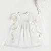 Pepa London Bespoke Organic Cotton Dress With Shoulder Ribbons and Bonnet