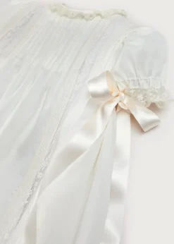 Pepa London Bespoke Organic Cotton Dress With Shoulder Ribbons and Bonnet