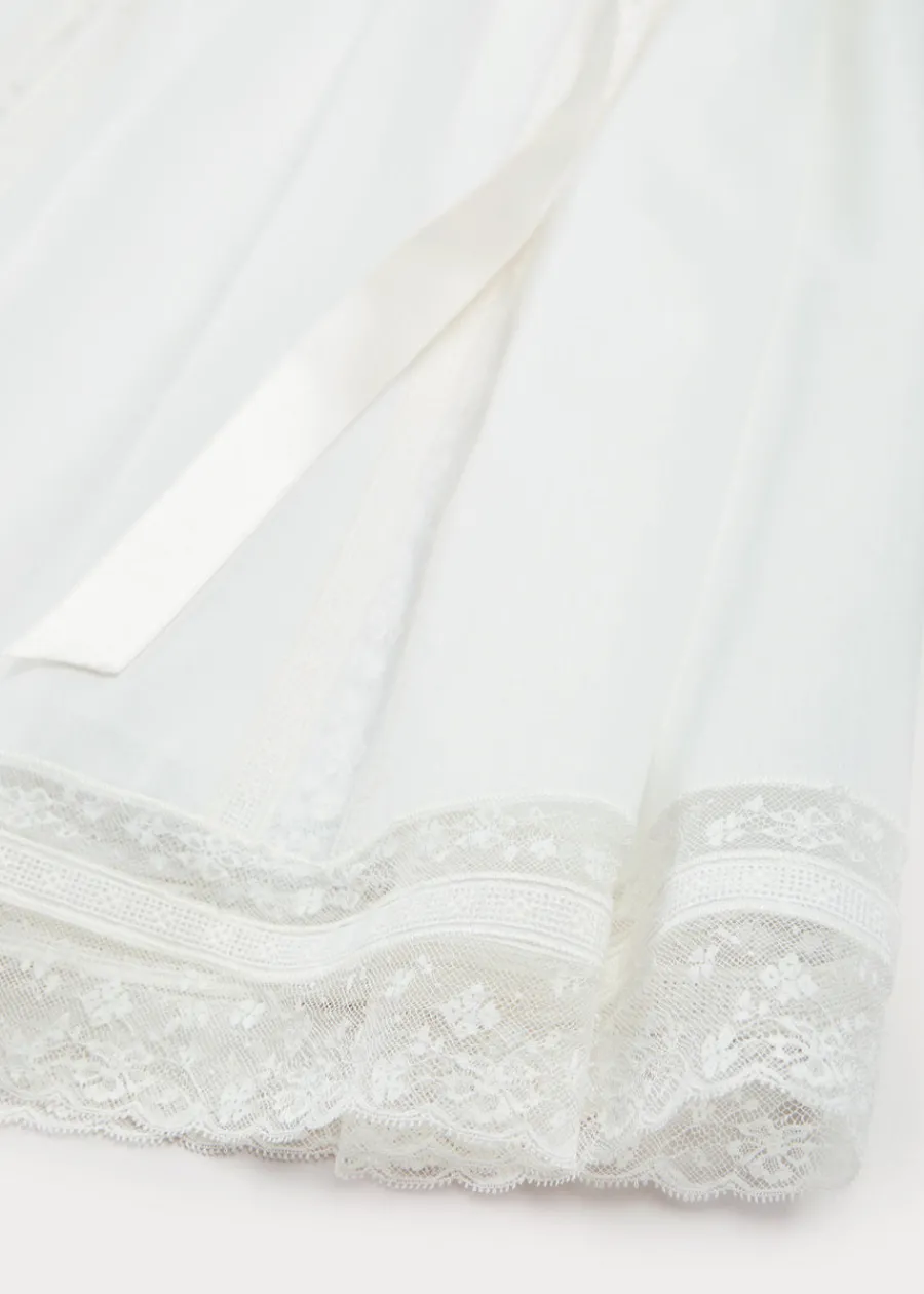 Pepa London Bespoke Organic Cotton Dress With Shoulder Ribbons and Bonnet