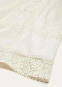 Pepa London Bespoke Organza Silk Christening Gown With Antique Lace and Bonnet