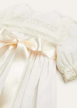 Pepa London Bespoke Traditional Christening Gown with Front Satin Sash and Bonnet