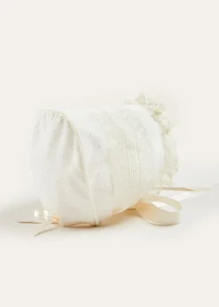 Pepa London Bespoke Traditional Christening Gown with Front Satin Sash and Bonnet