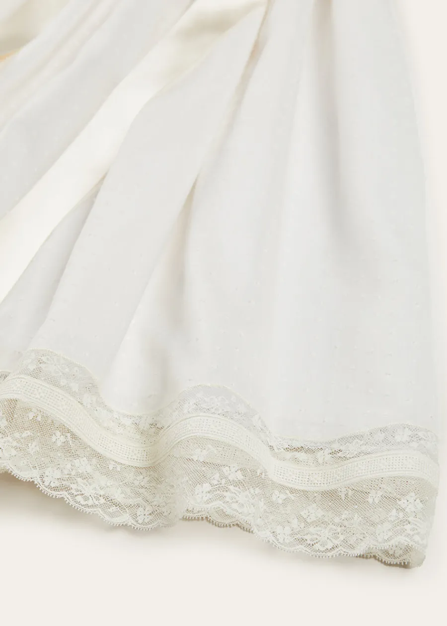 Pepa London Bespoke Traditional Christening Gown with Front Satin Sash and Bonnet