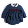 BOY Pepa London Blue Hand Smocked Corduroy Romper