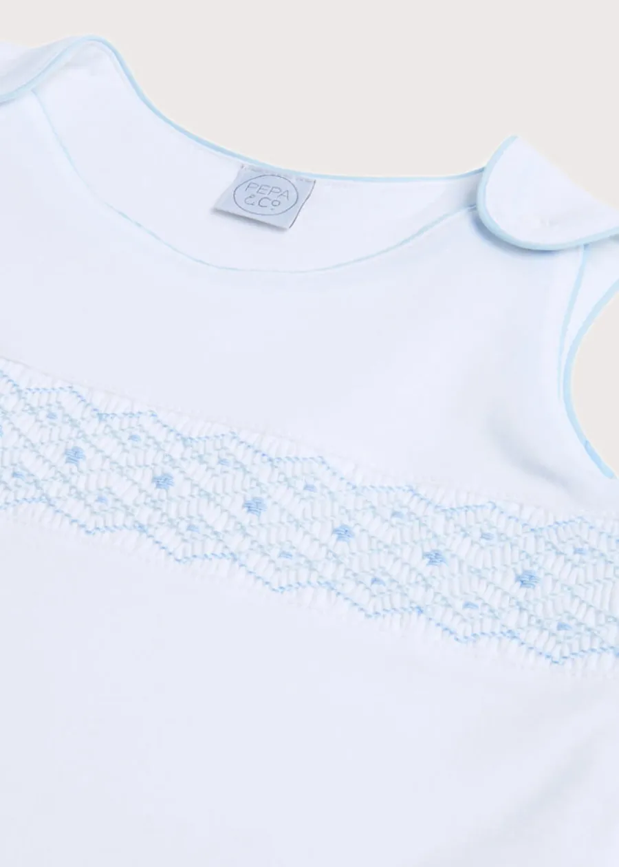 BOY Pepa London Blue Hand Smocked Sleeping Bag (3-18mths)