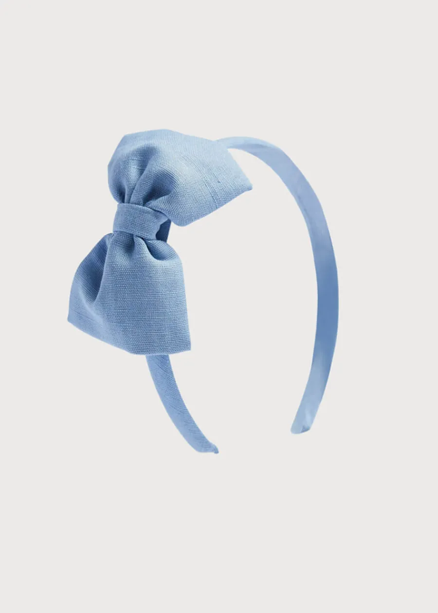 BOY Pepa London Blue Linen Big Bow Hairband