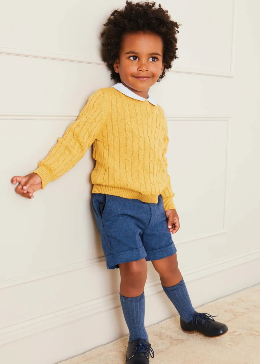 BOY Pepa London Blue Peter Pan Collar Shirt With Front Pleat (12mths-3yrs)