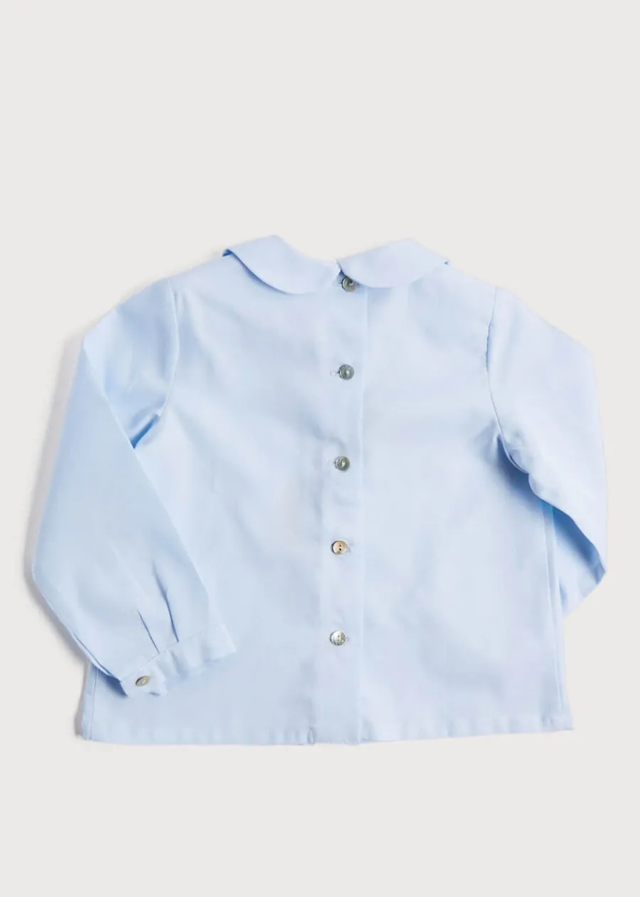 BOY Pepa London Blue Peter Pan Collar Shirt With Front Pleat (12mths-3yrs)